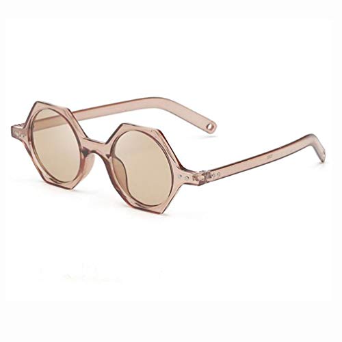 SLCHJX Retro-Sonnenbrille mit rundem Rahmen, Polygon, Persönlichkeit, lustige Sonnenbrille für Damen und Herren, Teegestell Teeflocken, Einheitsgröße von SLCHJX