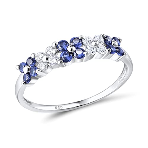 SLCHJX Ring für Frauen glänzend kreierte Rubingrün -Spinell Blau Kubikzirkonia Elegante Blumen Party Schmuck Schmuck von SLCHJX