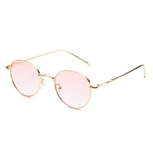 SLCHJX Runde Sonnenbrille für Damen und Herren, runder Metallrahmen, UV400-Schutz, Goldener Rahmen, schrittweise Puderflocken, Einheitsgröße von SLCHJX