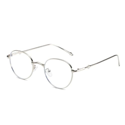 SLCHJX Runde Sonnenbrille für Damen und Herren, runder Metallrahmen, UV400-Schutz, Silberner Rahmen, blaue Lichtflocken, Einheitsgröße von SLCHJX