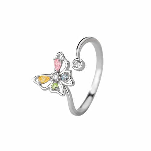 SLCHJX Schmetterlingsgeformte mit CZ -Ringen für Frauen Mode und einfacher Ring Verstellbarer Ring Hochzeit romantischer süßer eleganter Ring SLCHJX Schmetterlingsgeformte mit CZ -Ringen für Frauen Mode und einfacher Ring Verstellbarer Ring Hochzeit romantischer süßer eleganter Ring von SLCHJX
