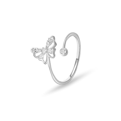 SLCHJX Schmetterlingsgeformte mit CZ -Ringen für Frauen Mode und einfacher Ring Verstellbarer Ring Hochzeit romantischer süßer eleganter Ring von SLCHJX