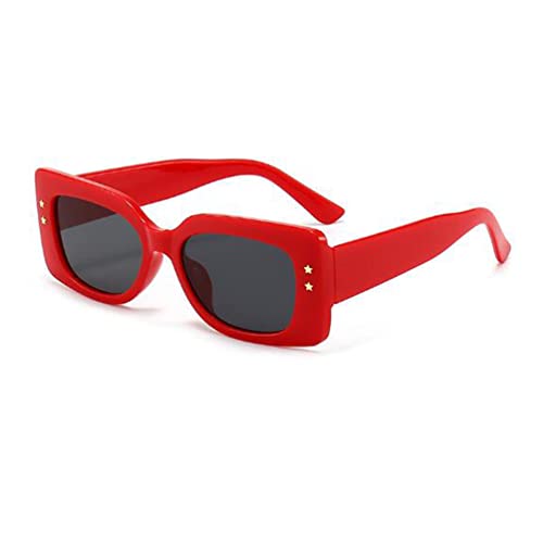 SLCHJX Star Sonnenbrille mit rechteckigem Rahmen, weites Bein, UV-beständig, für Damen und Herren, Roter Rahmen, schwarz-graue Flocken, Einheitsgröße SLCHJX Star Sonnenbrille mit rechteckigem Rahmen, weites Bein, UV-beständig, für Damen und Herren, Roter Rahmen, schwarz-graue Flocken, Einheitsgröße von SLCHJX