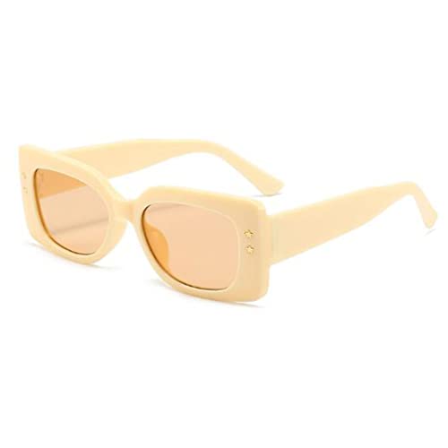 SLCHJX Star Sonnenbrille mit rechteckigem Rahmen, weites Bein, UV-beständig, für Damen und Herren, Teeflocken mit gelbem Rahmen, Einheitsgröße SLCHJX Star Sonnenbrille mit rechteckigem Rahmen, weites Bein, UV-beständig, für Damen und Herren, Teeflocken mit gelbem Rahmen, Einheitsgröße von SLCHJX