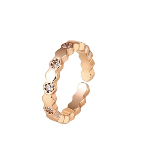 SLCHJX Trendiger Bienenstock -Form -Ring glänzend mit CZ -Verstellringen für Frauen Einfacher Wabenhochzeitsfeier Schmuckgeschenk von SLCHJX
