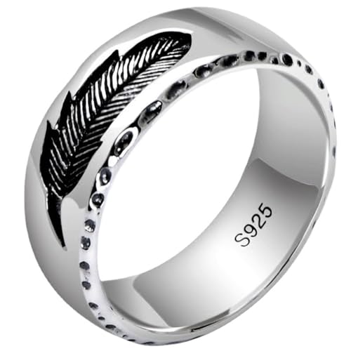 SLCHJX Vintage Ins Stil Feder Ring Trendy Männer Hip Hop Personalisierte Ring Weihnachtsferien Freizeit Jubiläum Juwely Party Geschenk von SLCHJX