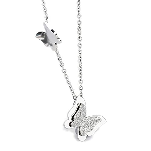 SLCHJX Vogue Vintage Roségoldfarbe Titanstahl Schmetterling Halskette Stumpfe polnische Statement Halskette für Frauen von SLCHJX