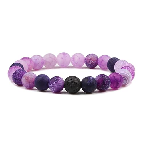 SLCHJX schwarzes Lava -Steinstein -Armband Paare Entfernung Onyx Perlen Armbänder für Frauen Männer Energie elastisches Handgelenk von SLCHJX