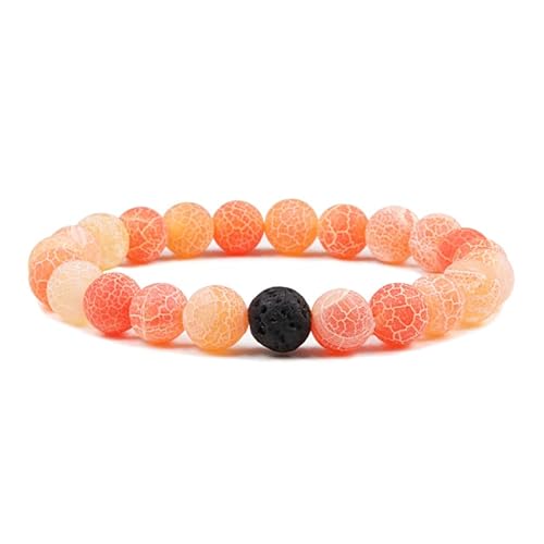 SLCHJX schwarzes Lava -Steinstein -Armband Paare Entfernung Onyx Perlen Armbänder für Frauen Männer Energie elastisches Handgelenk von SLCHJX