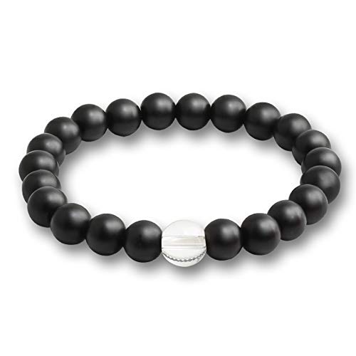 SLCHJX schwarzes Lava -Steinstein -Armband Paare Entfernung Onyx Perlen Armbänder für Frauen Männer Energie elastisches Handgelenk von SLCHJX
