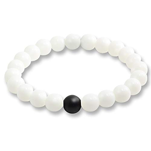 SLCHJX schwarzes Lava -Steinstein -Armband Paare Entfernung Onyx Perlen Armbänder für Frauen Männer Energie elastisches Handgelenk von SLCHJX