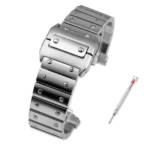 Solid Edelstahl -Uhrenband für die Santos 100 -Serie Herren -Armband Armband 23 -mm -Schmetterlings -Schnalle -Accessoires Solid Edelstahl -Uhrenband für die Santos 100 -Serie Herren -Armband Armband 23 -mm -Schmetterlings -Schnalle -Accessoires von SLCHJX