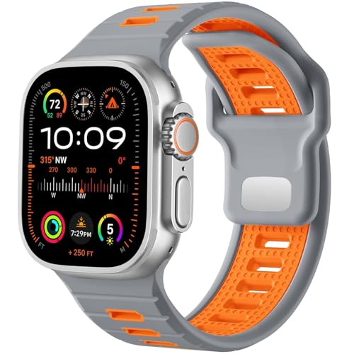 Sport Watch Band ， für Ultra 2/Ultra -Band Männer 49 mm 45 mm 44 mm 42 mm, Silikonschleife Ersatzriemen kompatibel mit Serie SE 9 8 7 von SLCHJX
