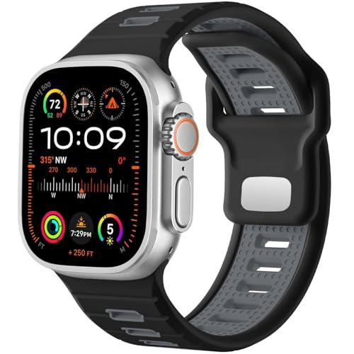 Sport Watch Band ， für Ultra 2/Ultra -Band Männer 49 mm 45 mm 44 mm 42 mm, Silikonschleife Ersatzriemen kompatibel mit Serie SE 9 8 7 von SLCHJX