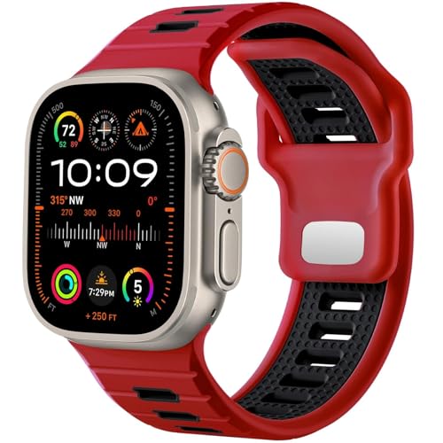 Sport Watch Band ， für Ultra 2/Ultra -Band Männer 49 mm 45 mm 44 mm 42 mm, Silikonschleife Ersatzriemen kompatibel mit Serie SE 9 8 7 von SLCHJX