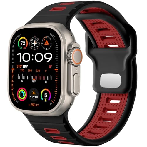 Sport Watch Band ， für Ultra 2/Ultra -Band Männer 49 mm 45 mm 44 mm 42 mm, Silikonschleife Ersatzriemen kompatibel mit Serie SE 9 8 7 von SLCHJX