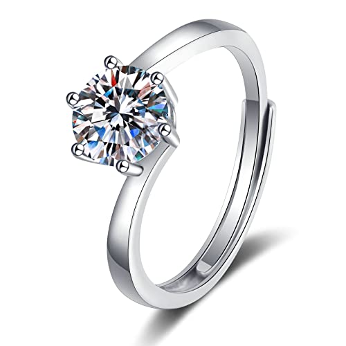 Sterling Silver Promise Ringband, 925 Vintage Solitaire Moissanite Einfacher eleganter Ehering von SLCHJX