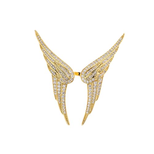 Trendy Ins Style Schmuck Geschenk für Frauen Gold Silber Engel Flügel Ring mit CZ Engagement Hochzeitslicht Luxusring von SLCHJX