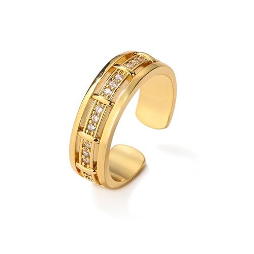 Trendy Micro eingelegtes Zirkonia Gold Silber Verstellbare Ringe für Frauen Männer Persönlichkeit Ringparty Juwelengeschenk von SLCHJX