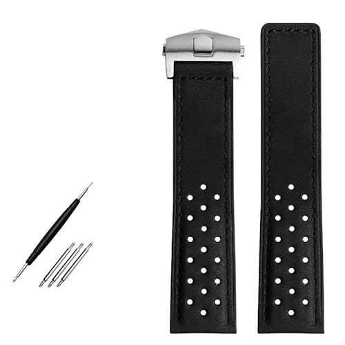 Uhrenband 22mm echtes Lederarmband Uhrengurt für Monaco -Serie Herren Armbanduhr Band Faltschnalle Nubuck Uhren Bänder von SLCHJX