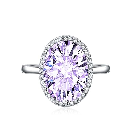 Vintage Fashion 925 Sterling Silber Shiny Full Diamond Gemstone Engagement Halo Ring für Frauen strahlend geschnitten Kubikzirkonia Ehering CZ VERPRECHEN JAHRLICHE VERFÜGBARETEL RING (Pink) von SLCHJX