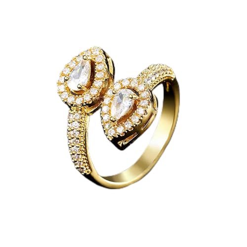 Wassertropfen geformt mit CZ verstellbaren Ringen für Frauen Gold Silber Roségold Daily Life Schmuck elegante trendige einzigartige Ringe Wassertropfen geformt mit CZ verstellbaren Ringen für Frauen Gold Silber Roségold Daily Life Schmuck elegante trendige einzigartige Ringe von SLCHJX