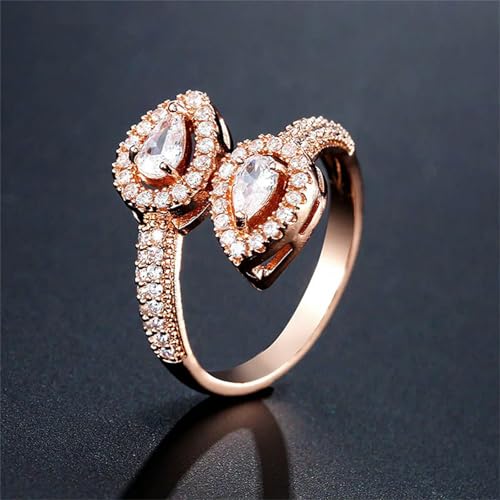 Wassertropfen geformt mit CZ verstellbaren Ringen für Frauen Gold Silber Roségold Daily Life Schmuck elegante trendige einzigartige Ringe von SLCHJX