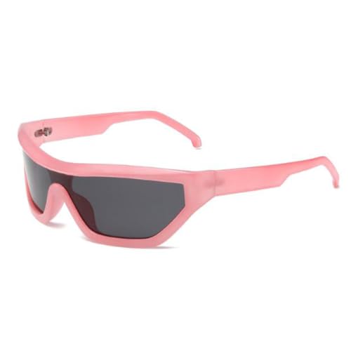 Y2K Futuristische Sonnenbrille, coole ovale Sport-Sonnenbrille für Damen und Herren, Gelee-Puderrahmen, graue Flocken, Einheitsgröße Y2K Futuristische Sonnenbrille, coole ovale Sport-Sonnenbrille für Damen und Herren, Gelee-Puderrahmen, graue Flocken, Einheitsgröße von SLCHJX