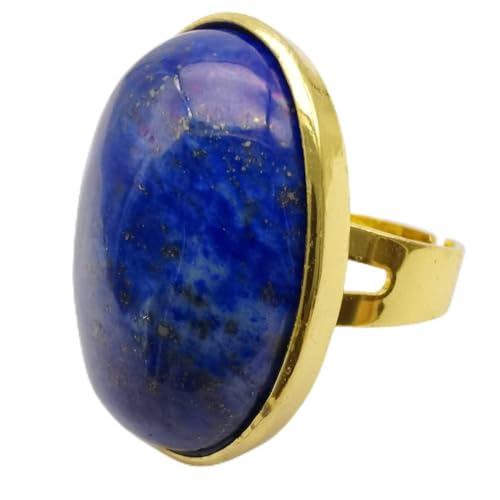 Ring Verstellbar,Vintage Verstellbare Ringe Lapislazuli Stein Natürliche Offene Kristallringe Ovale Punk Reiki Balance Fingerringe Schmuck Hochzeitsgeschenk Für Damen Männer von SLEA