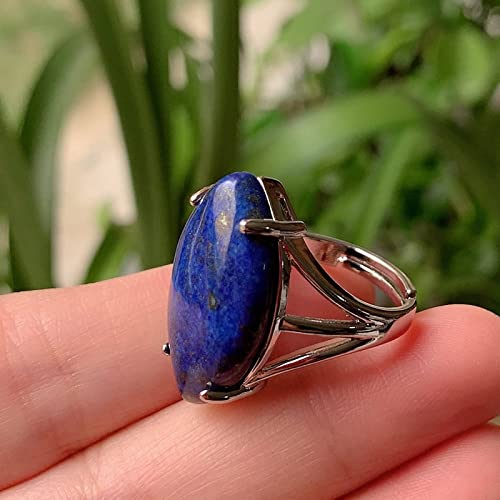 YANQSHM Ring Verstellbar,Vintage Verstellbare Ringe Lapislazuli Stein Natürliche Offene Kristallringe Pferdeauge Reiki Balance Fingerringe Schmuck Hochzeitsgeschenk Für Damen Männer von YANQSHM
