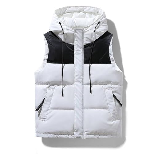 SLEA Leichte Steppweste Herren,Herren Daunenweste Weiß Stehkragen Schlank Leichte Daunenweste Gesteppte Körperwärmer Lässige Ärmellose Weste Winter Outdoor Winddichte Westen Tanktop Mit Taschen,M von SLEA