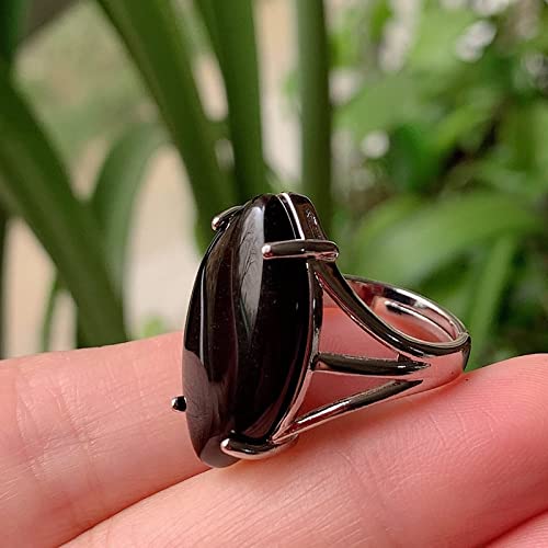 SLEA Ringe Frauen, Vintage Verstellbare Ringe Obsidian Stein Natürliche Offene Kristallringe Pferdeauge Reiki Balance Fingerringe Schmuck Hochzeitsgeschenk Für Damen Männer von SLEA