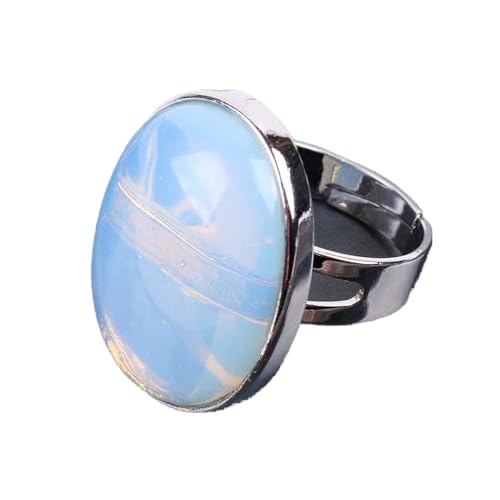 SLEA Ringe Herren, Vintage Verstellbare Ringe Opal Stein Natürliche Offene Kristallringe Oval Stapelbar Reiki Balance Fingerringe Schmuck Hochzeitsgeschenk Für Damen Männer von SLEA