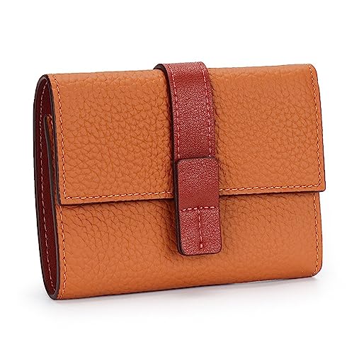 Damen Geldbörse Damen-Geldbörse, kurz, dreifach faltbar, Geldklammer aus Leder (Color : Brown, Size : 9x2.5x11.5cm) von SLEDEZ