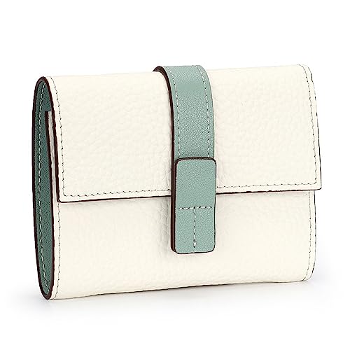 Damen Geldbörse Damen-Geldbörse, kurz, dreifach faltbar, Geldklammer aus Leder (Color : White, Size : 9x2.5x11.5cm) von SLEDEZ