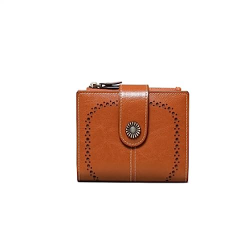 Damen Geldbörse Damen-Geldbörse, kurz, faltbar, Geldklammer, Münzgeldbörse (Color : Brown, Size : 9.5x12x3cm) von SLEDEZ