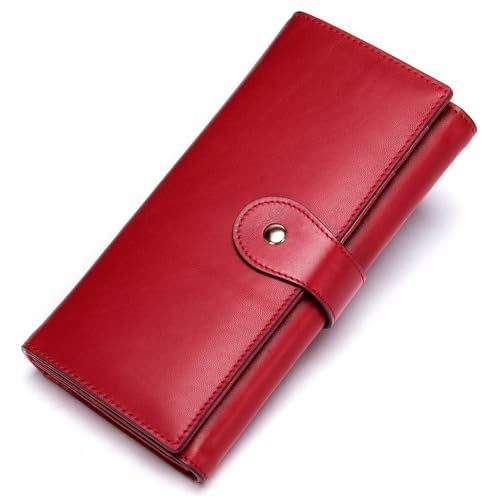 Damen Geldbörse Damen-Geldbörse mit Mehreren Karten, 9,5 x 2,5 x 19 cm (Color : Red, Size : 9.5x2.5x19cm) von SLEDEZ