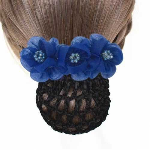 Damen-Haarnetz mit Schleife Haar-Stewardess-Netz-Set, Haarblumen-Scheiben-Blumen-Haarnadel(Colour 4) von SLEDEZ