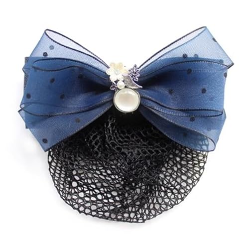 SLEDEZ Damen-Haarnetz mit Schleife Haarnetz-Haarspangen mit gepunkteter Schleife for Damen (Color : Blue, Size : Style 2) von SLEDEZ