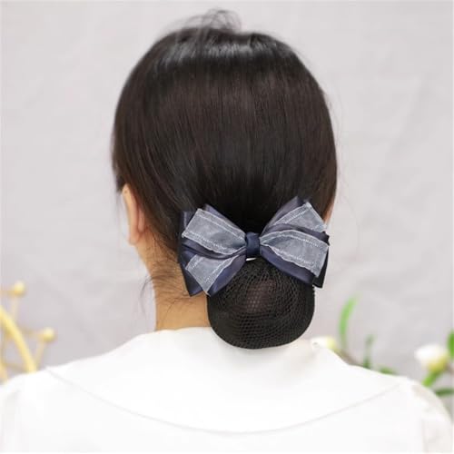 Damen-Haarnetz mit Schleife Weibliche Flugbegleiterin Blaue Schleife Haarspange Mesh(Style 2) von SLEDEZ