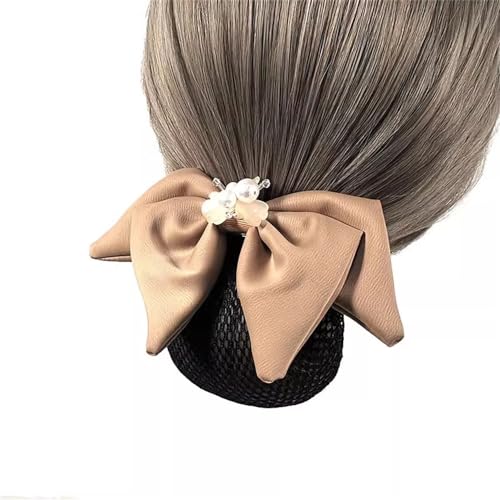 Damen-Haarnetz mit Schleife Weibliche Flugbegleiterin Haarplatte Kopf Blume Haarspange Netz (Color : Yellow, Size : Free size) von SLEDEZ