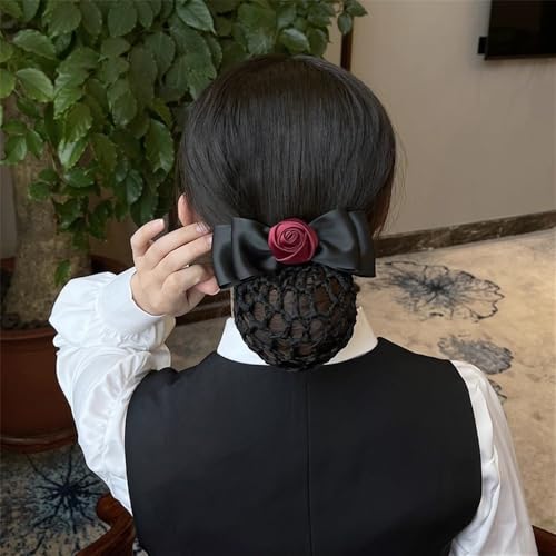 Damen-Haarnetz mit Schleife Weibliche Haarnetz-Kopfbedeckung(Red,Style 1) von SLEDEZ