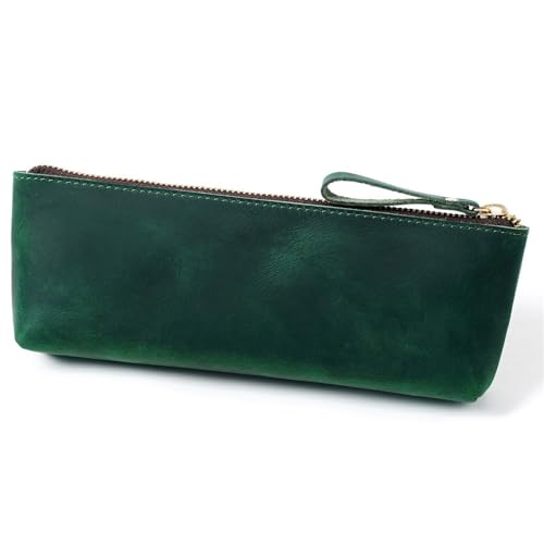 Federmäppchen aus Leder Einfache Stifttasche, Vintage-Leder-Reißverschluss, multifunktionale Schreibwarentasche (Color : Colour 5, Size : 23x9cm) von SLEDEZ