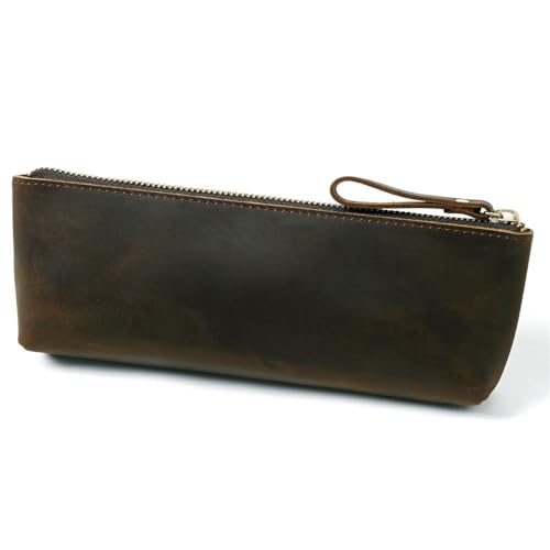 Federmäppchen aus Leder Einfache Stifttasche, Vintage-Leder-Reißverschluss, multifunktionale Schreibwarentasche (Color : Colour 6, Size : 23x9cm) von SLEDEZ