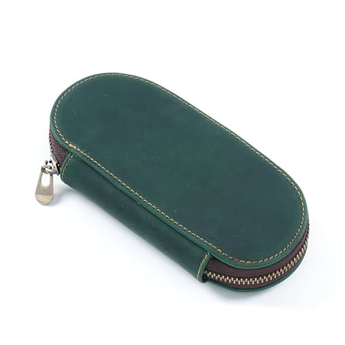 Federmäppchen aus Leder Leder-Stifttasche mit Reißverschluss, praktischer Stift-Organizer (Color : Green, Size : 16.5x7.5cm) von SLEDEZ