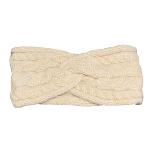 Gestricktes Stirnband für Frauen Gestricktes warmes Haarband mit breitem Rand for Herbst und Winter (Color : Beige, Size : Free Size) von SLEDEZ