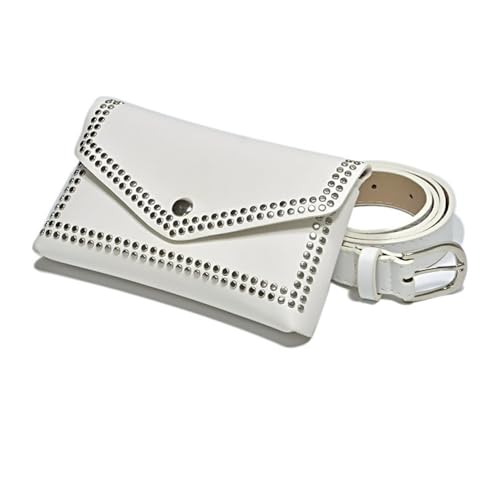 Gürteltasche für Damen Personalisierte Hüfttasche mit Punk-Nietengürtel for Damen(White) von SLEDEZ