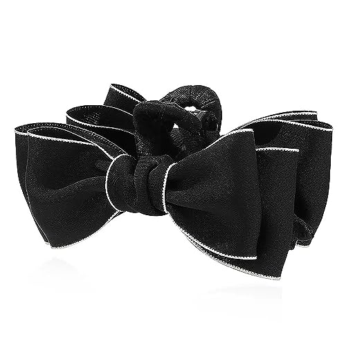 Haarspangen Damen Doppelseitige Schleife Shark Clip Damen Haarklammer(Black) von SLEDEZ