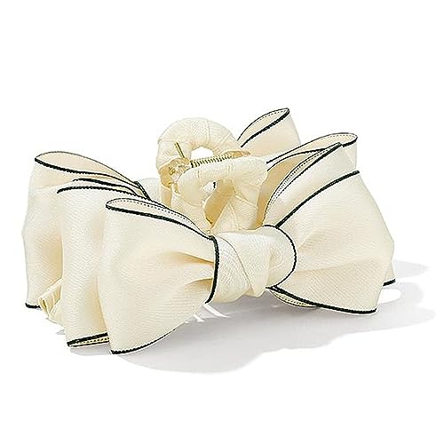 Haarspangen Damen Doppelseitige Schleife Shark Clip Damen Haarklammer(White) von SLEDEZ