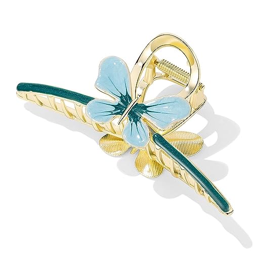 Haarspangen Damen Metall Schmetterling Scratch Clip Weibliche Sommer Hai Clip Haar Clip Haar Zubehör(Blue) von SLEDEZ